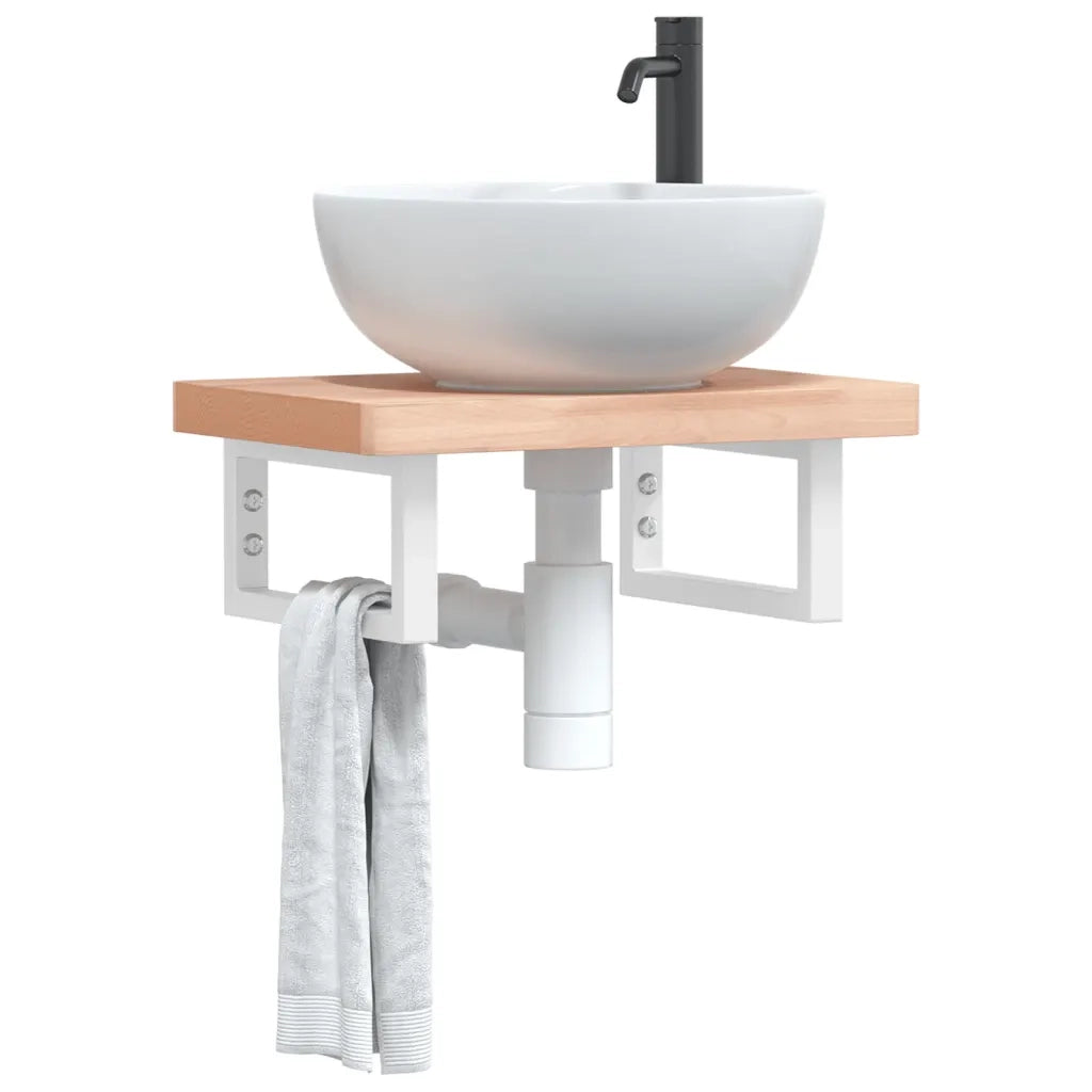 Reggimensole per Lavabo 2 pz-Supporti per mensole a muro Bianche Rettangolari in Acciaio 305962