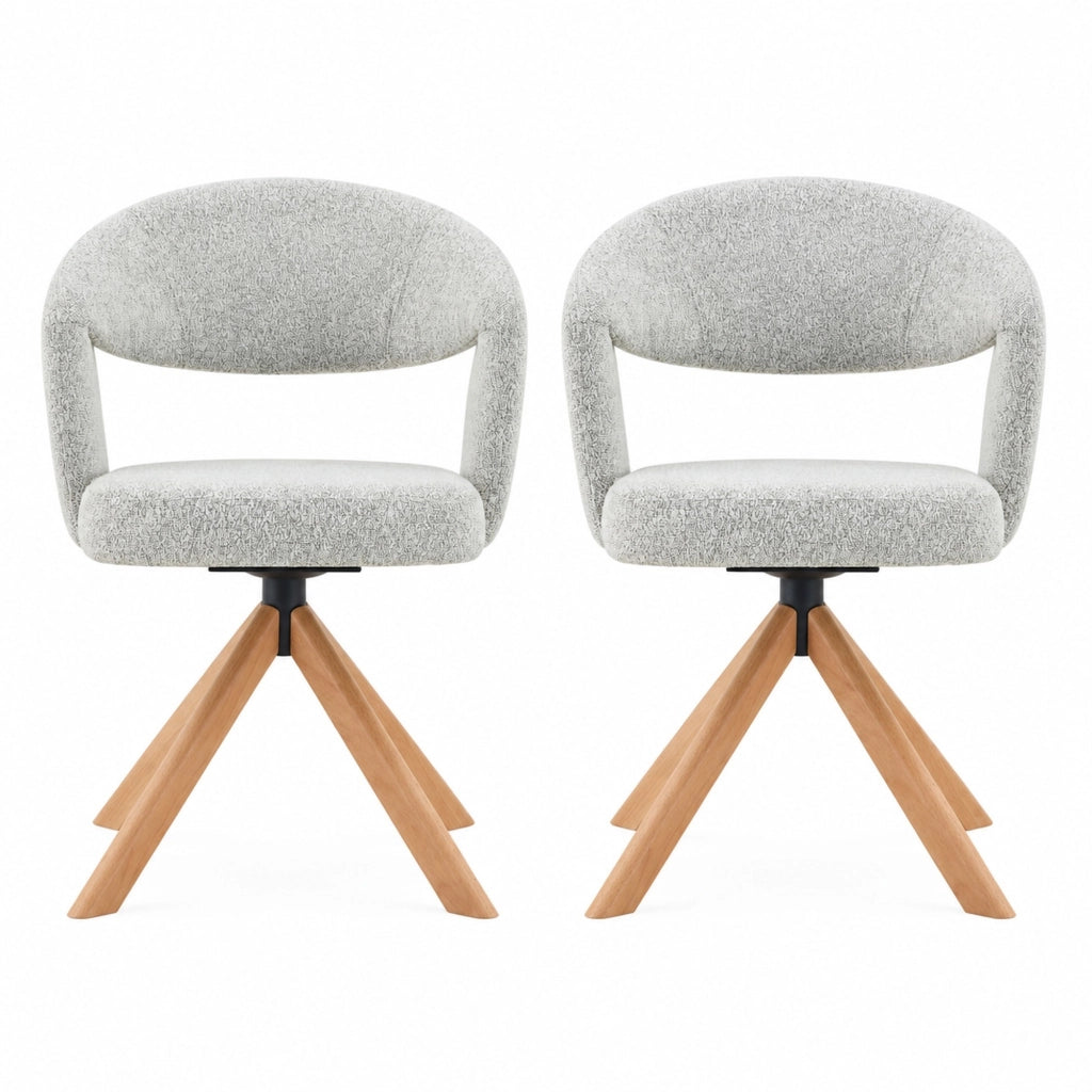 Set di 2 sedie girevoli 360° in tessuto grigio chiaro