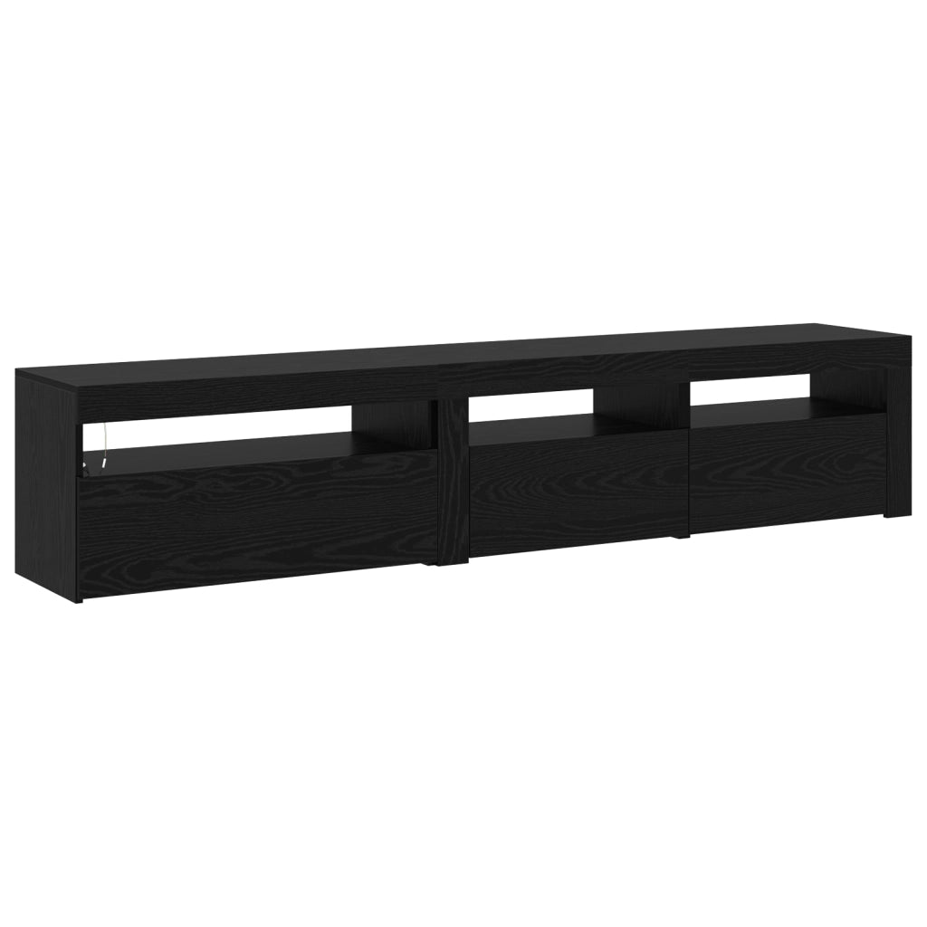 Mobiletti TV 2 pcs con luci LED in rovere nero e legno ingegnerizzato