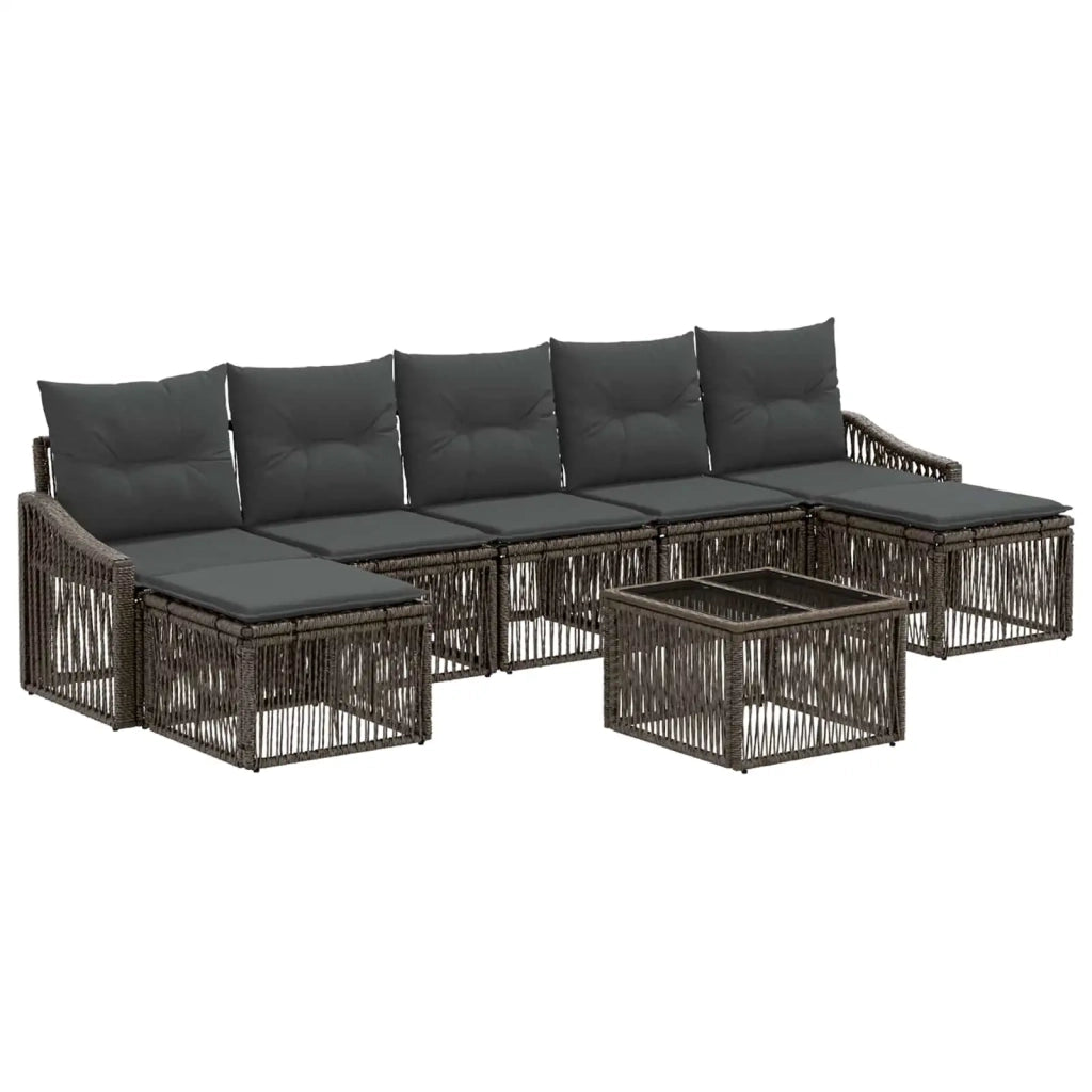 Set Divano da Giardino 8 pcs Grigio polyrattan