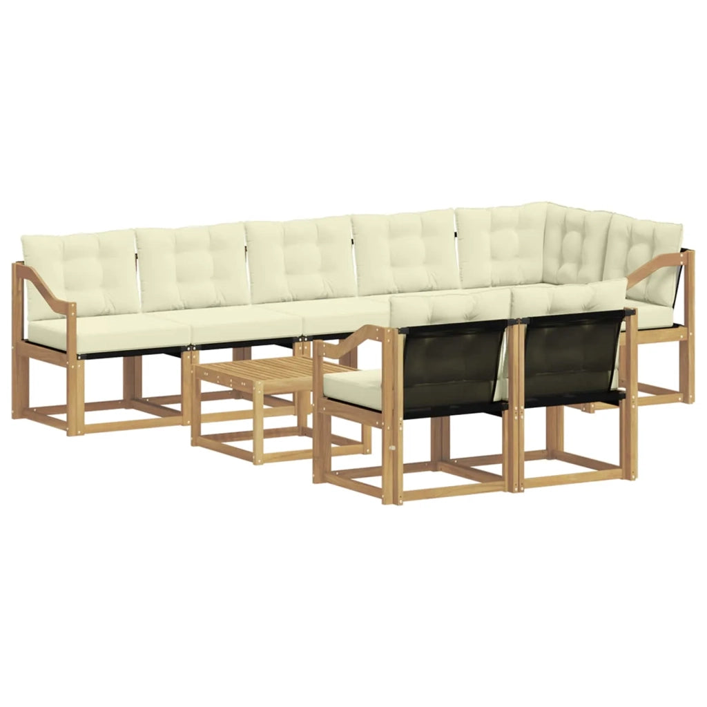 Set di divani da esterno con cuscino 9 pcs Bianco e Crema 3389628
