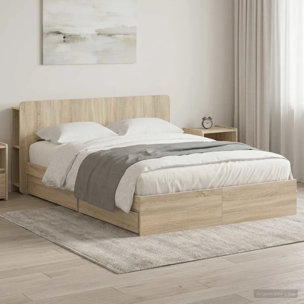 Telaio del letto con storage Rovere Sonoma 150 x 200 cm