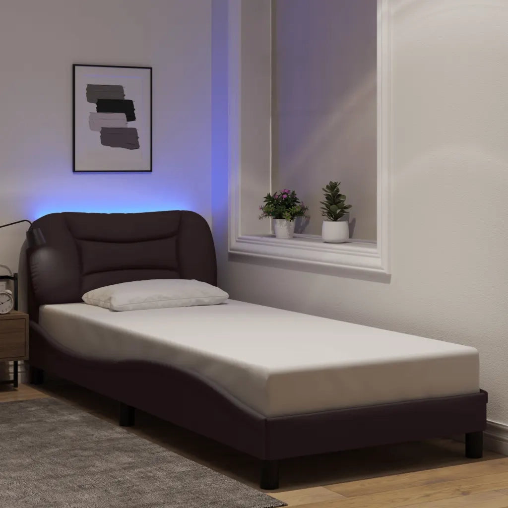 Giroletto con Luci LED Marrone Scuro 90x190 cm in Tessutocod mxl 91242