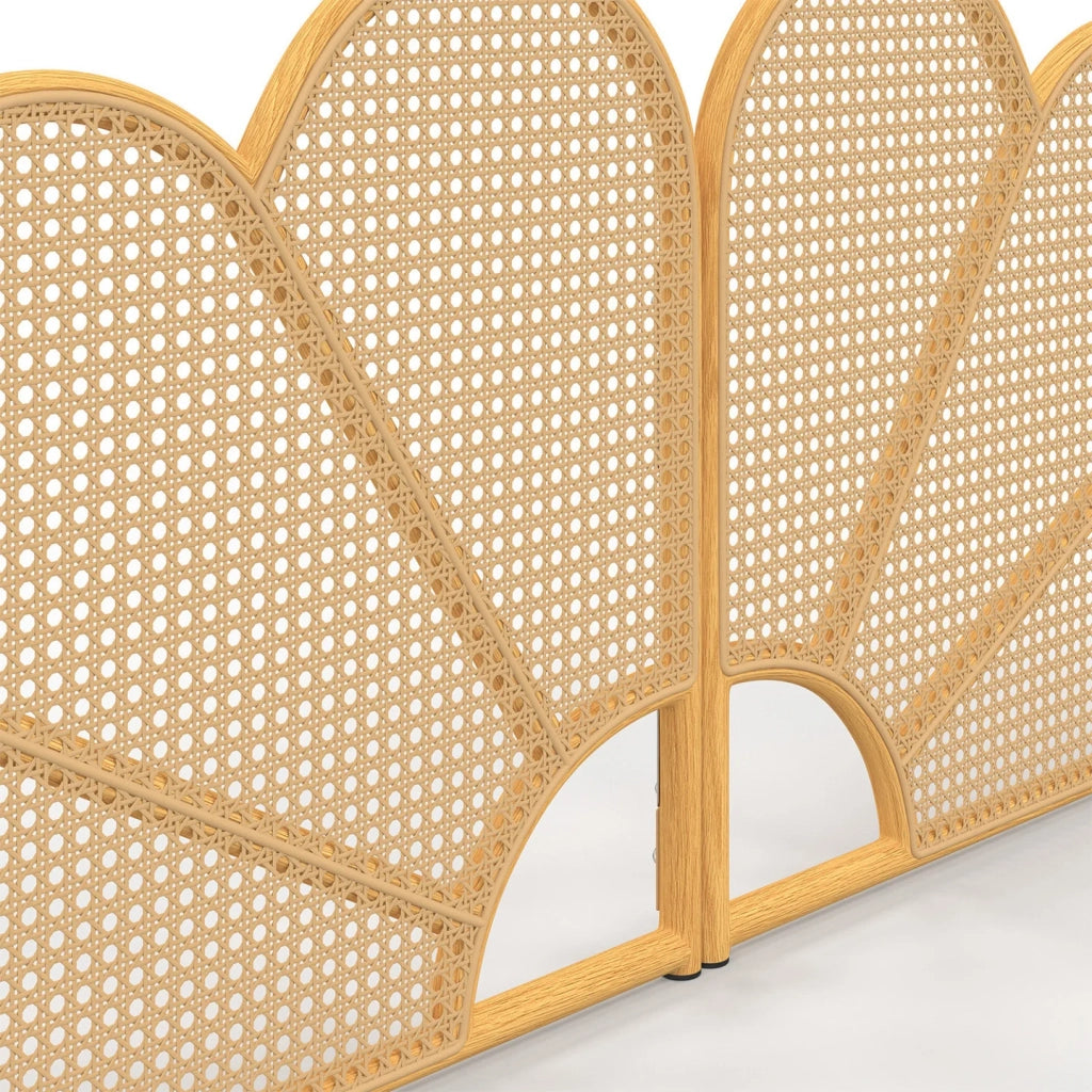 IDMarket - IVY Testata sospesa da 160 cm con effetto rattan e traliccio a forma di fiore