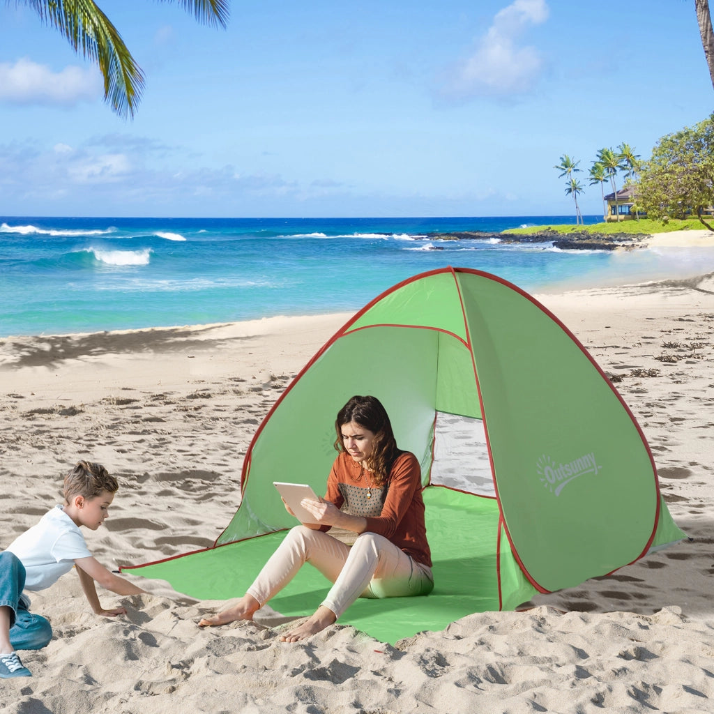 Tenda da Spiaggia Pop Up ¨C zephmum ¨C Verde 200x150x119 cm