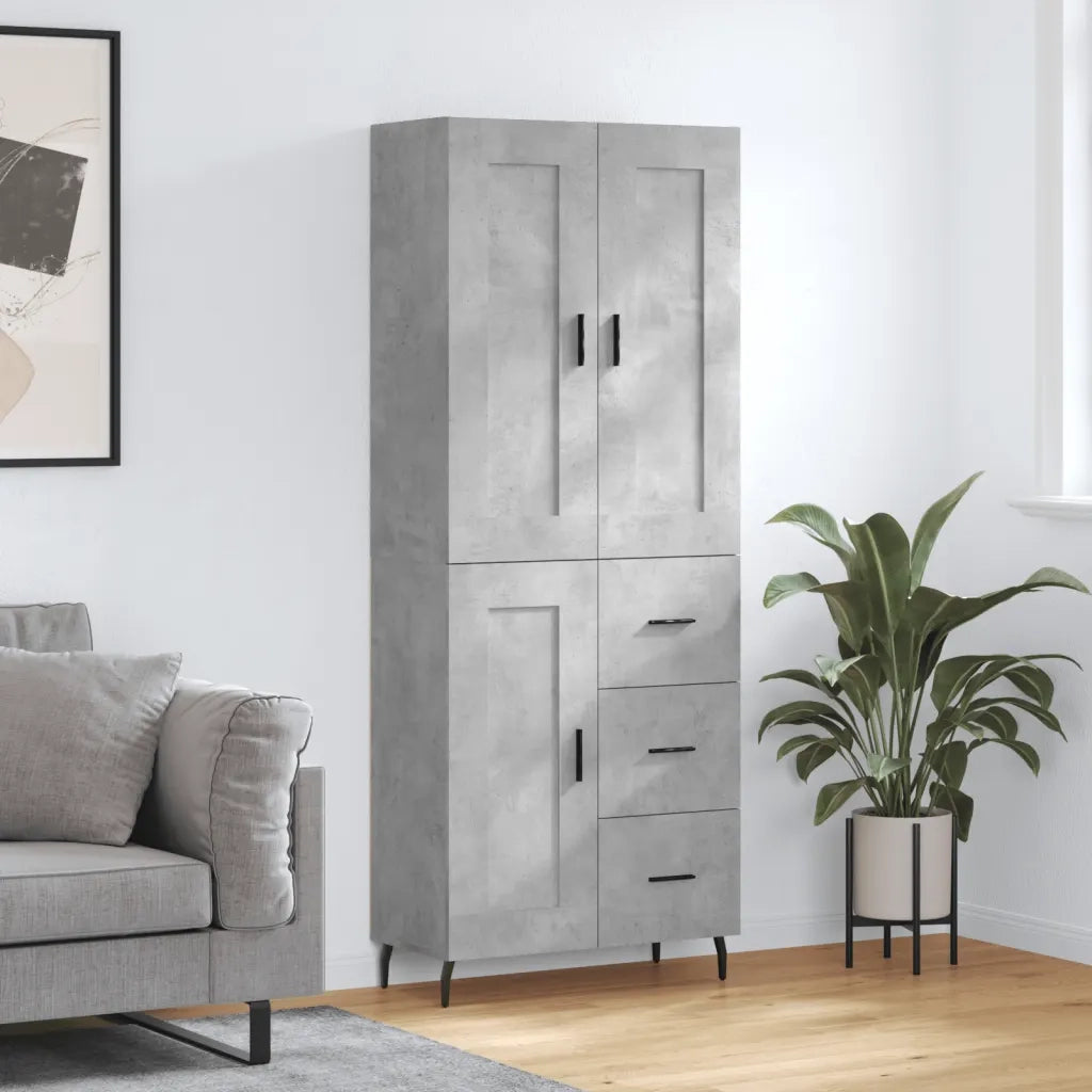Credenza | Madia | Buffet da pranzo | Armadio da pranzo Grigio Cemento 69,5x34x180 cm in Legno Multistrato