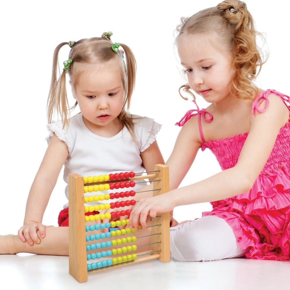 Trade Shop - Gioco Pallottoliere Classico Abaco Con Telaio Legno 10 Righe Palline Per Bambini -