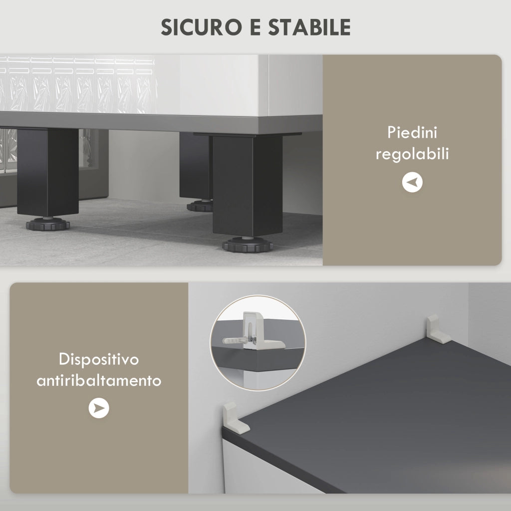 Mobile Colonna Bagno con Armadietti, Ripiani e Cassetto ¨C Zephmum ¨C Bianco 34x32x190 cm