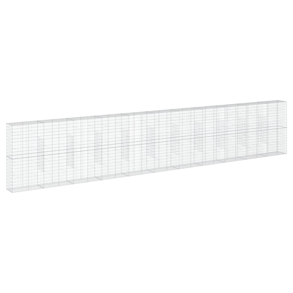 Gabbione recinto a gabbia muro di contenimento con coperchio 1100 x 50 x 200 cm ferro zincato argento 02_0040127