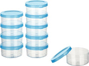 Mini Vetrine 10x0.1L Rond Lichtblauo - Scatole di Stoccaggio a Doppia Parete con Coperchi - Scatole di Stoccaggio per Alimentari con Coperchi - Scatola di Stoccaggio per la Cucina per la Preparazione delle Pasti e l'Organizzazione - Qualità Austriaca