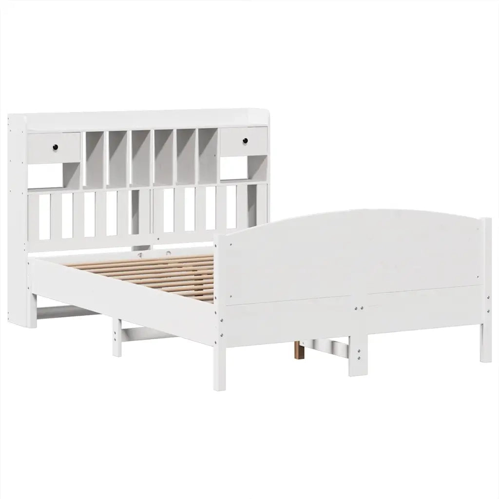 Letto Libreria senza Materasso Bianco 140x190 cm Legno di Pino 3323150