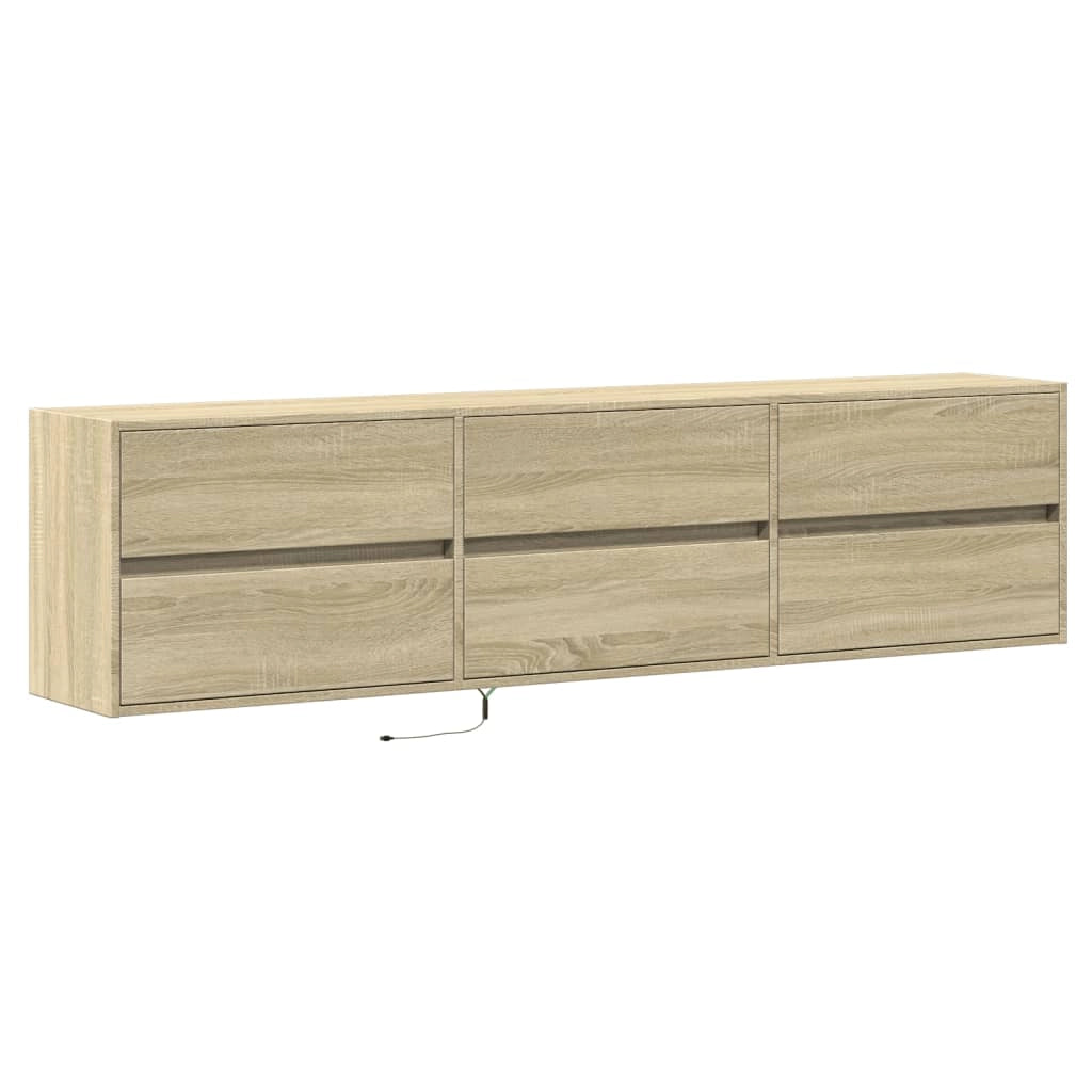 Mobile TV multimediale scaffale TV credenza mobile TV sala da pranzo soggiorno camera da letto a parete con illuminazione a LED rovere Sonoma 180 x 31 x 45 cm marrone 02_0027829