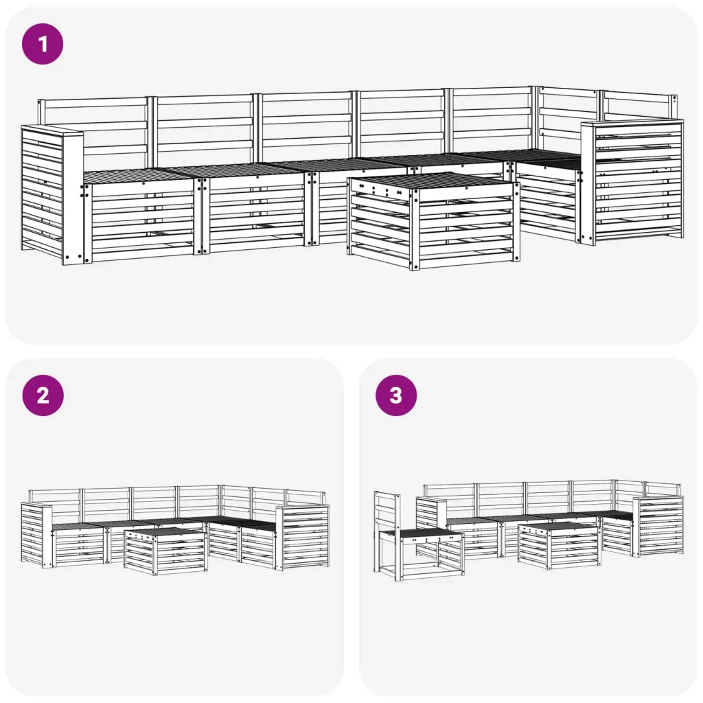 Set di divani da esterno 7 pcs Bianco 59 x 59 x 37 cm 3391959
