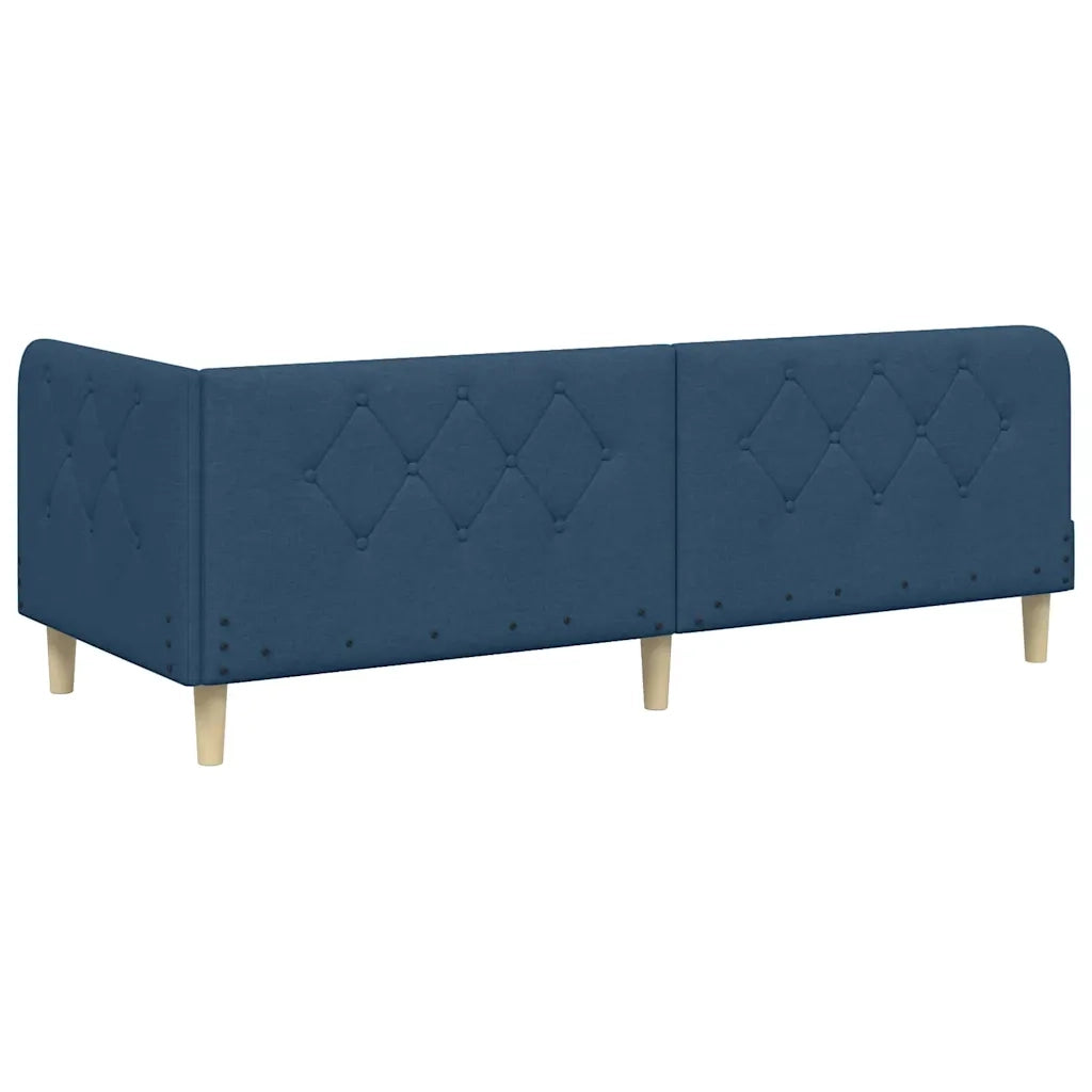 Cornice del letto ad angolo Blu 80 x 200 cm Tessuto