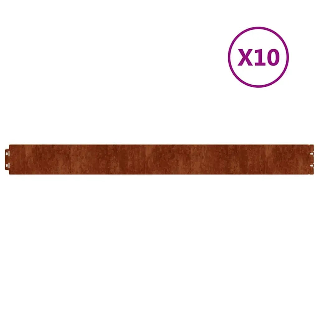 Bordura per Prato 10 pcs 10 x 103 cm Acciaio Corten Ruggine 821890
