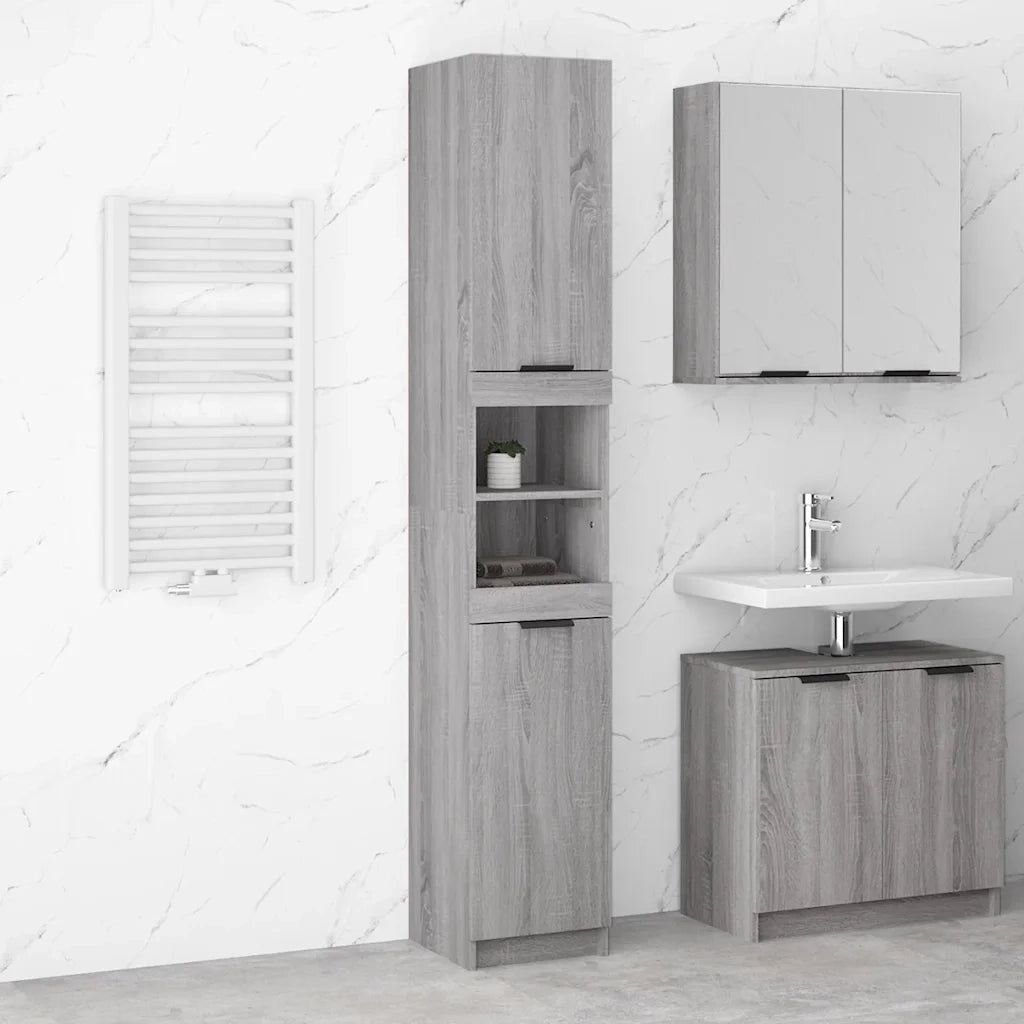 Armadietto Bagno | Armadio da bagno Grigio Sonoma 32x34x188,5 cm Legno Multistrato