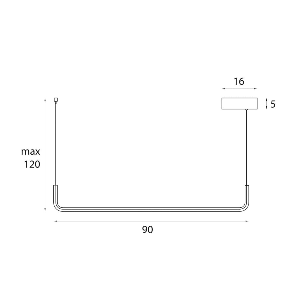 Lampada sospesa moderna nera lineare LED 17W URUS Maxlight