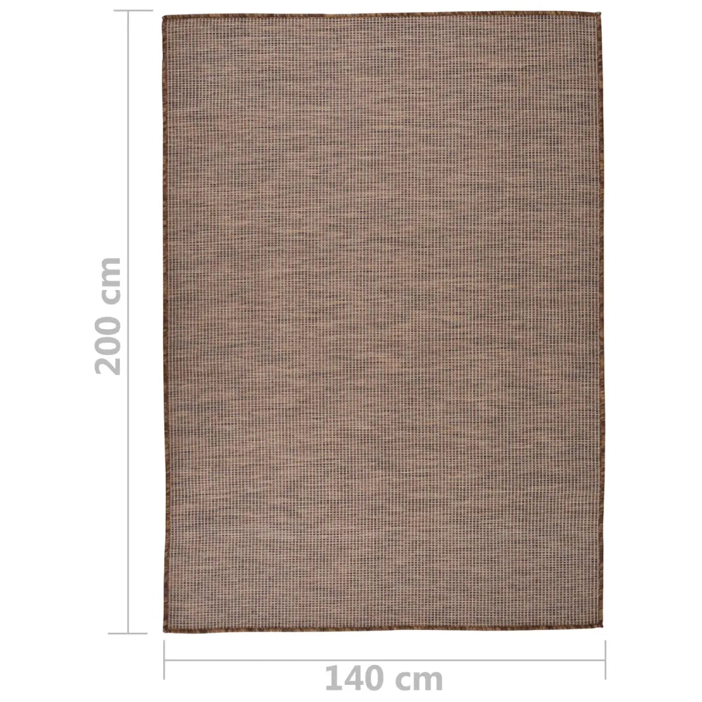 Tappeto da Esterni a Tessitura Piatta 140x200 cm Marrone 340789