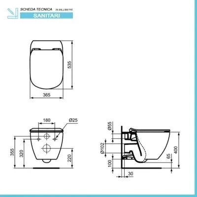 Sanitari Ideal Standard Tesi sospesi Rimless AquaBlade copriwater originale