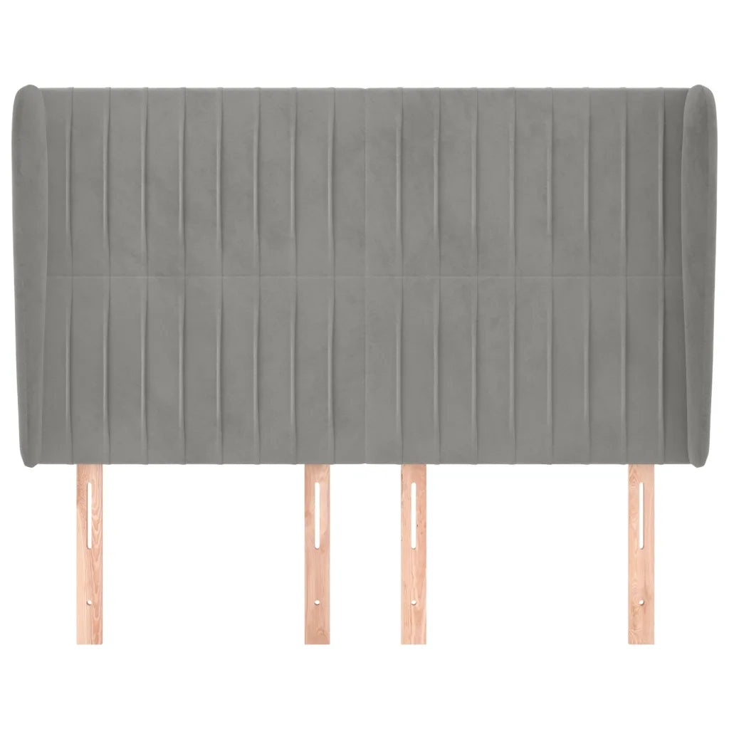 Testiera | Testata ad Orecchio Grigio Chiaro 147x23x118/128 cm in Velluto