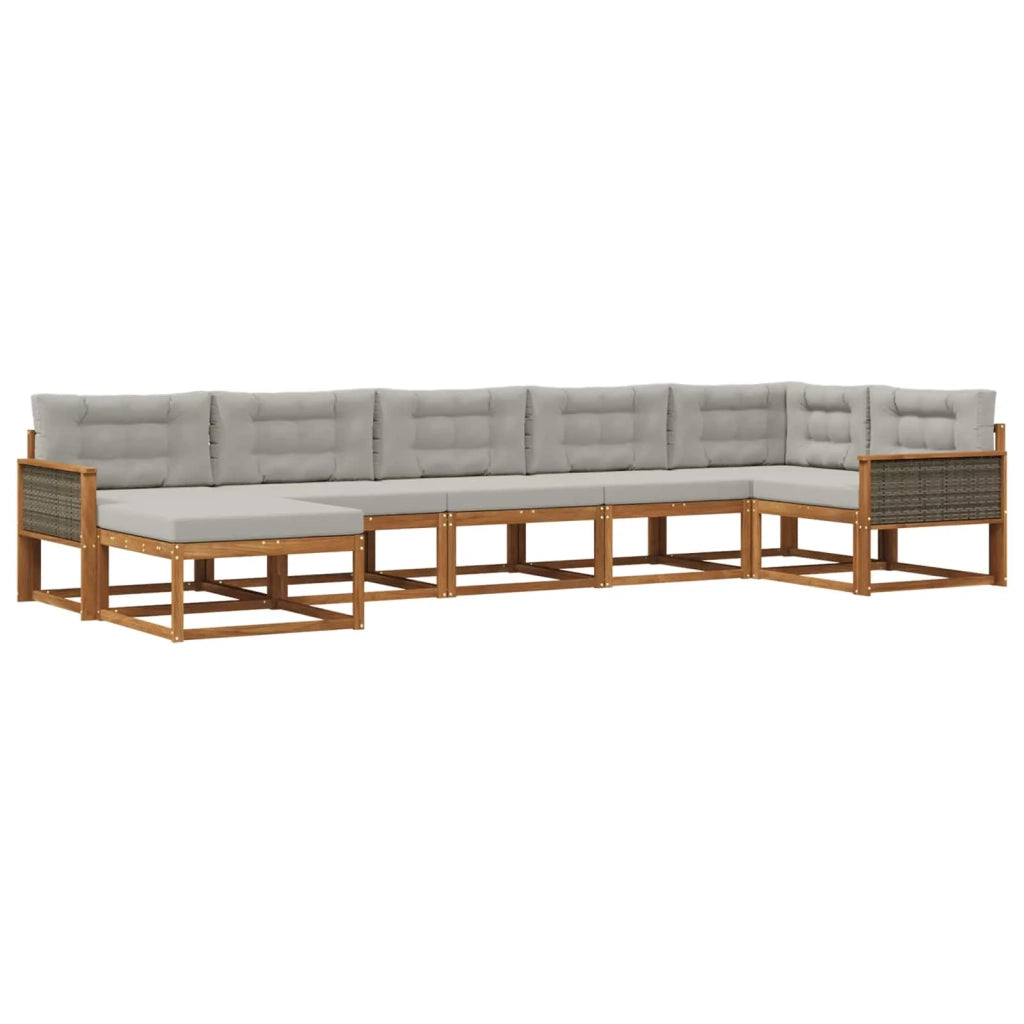 Set di divani da esterno 7 pz Naturale e Grigio Chiaro 3382739