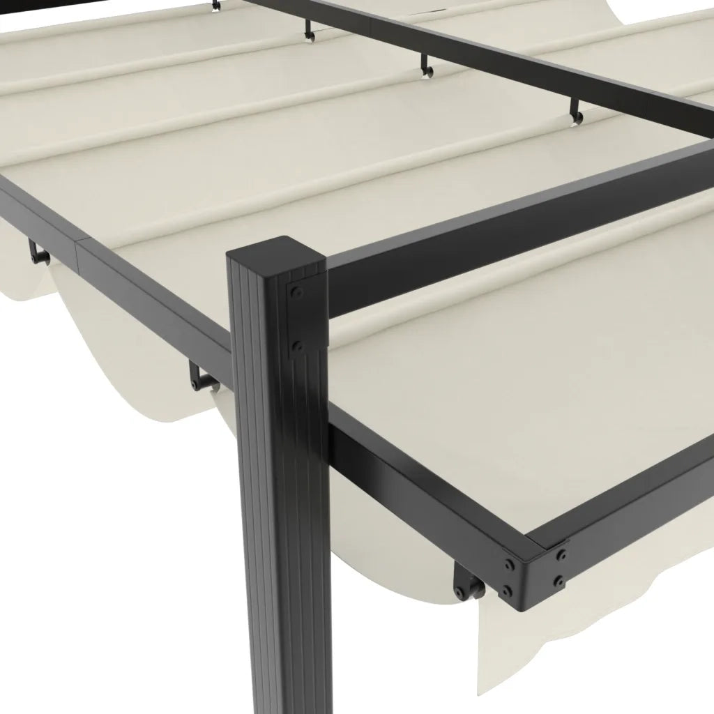 vidaXL Gazebo da Giardino con Tetto Retrattile Crema 3x3m in Alluminio