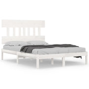 Letto matrimoniale | Letto per adulti | Giroletto Bianco in Legno Massello 140x190 cm
