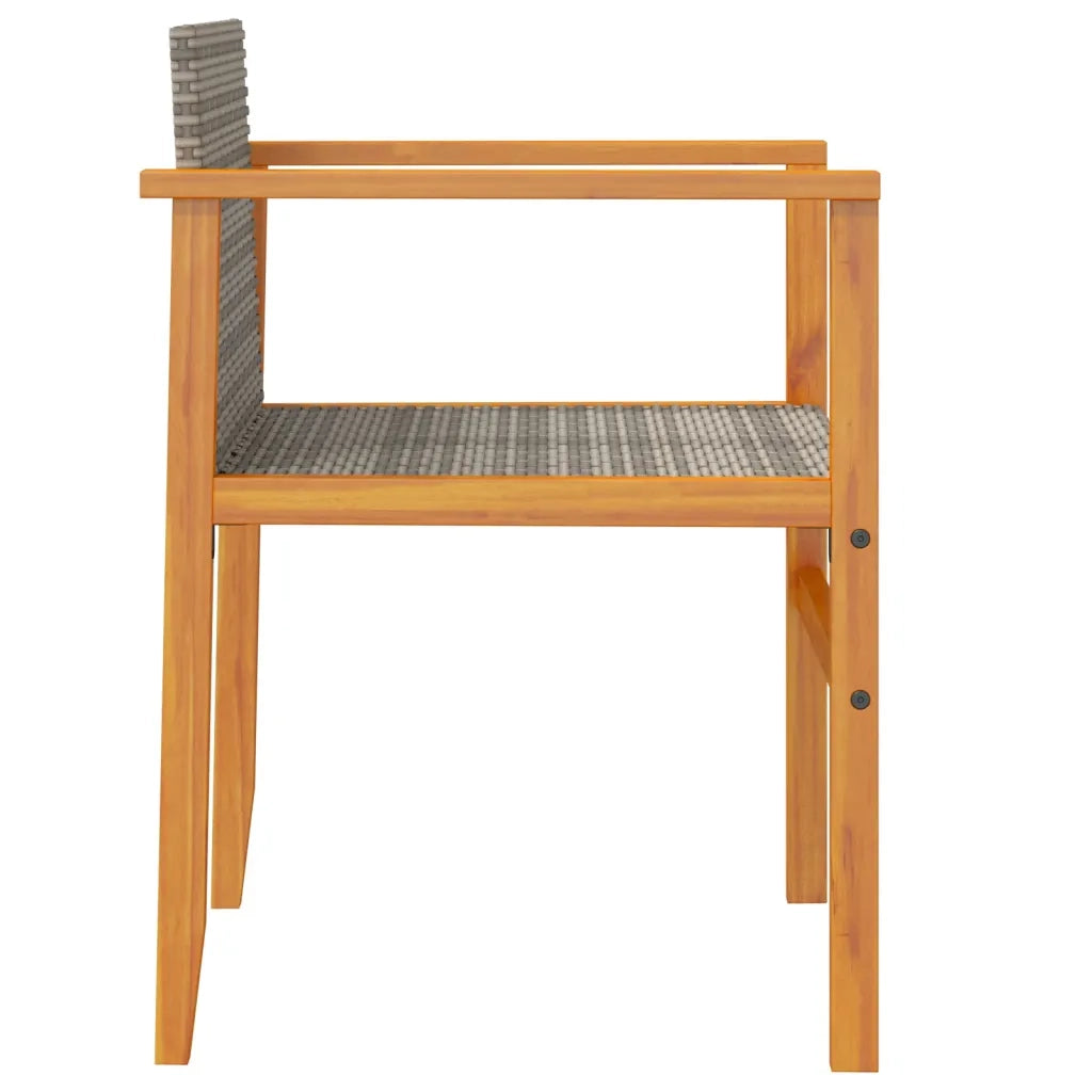 Sedie da Giardino 2 pz Grigie in Polyrattan e Legno Massello 368709