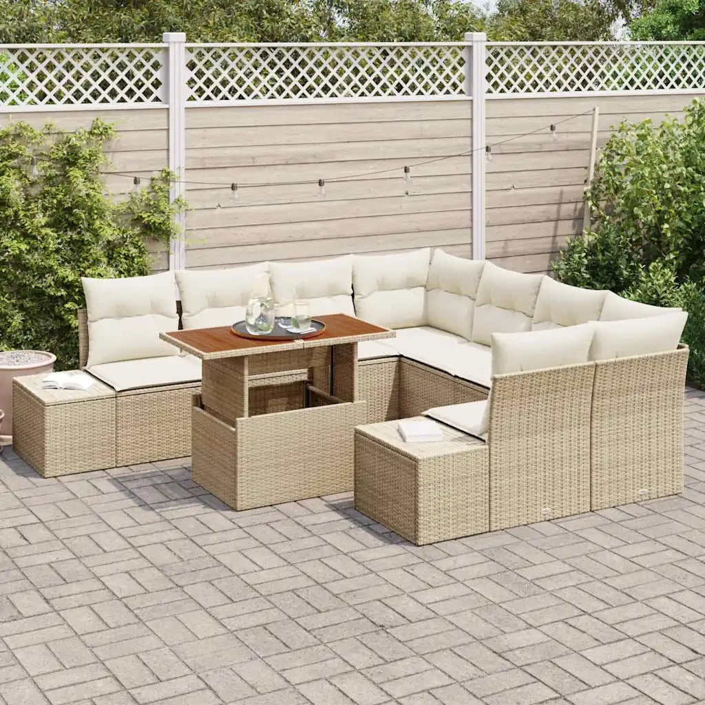 Set da Pranzo per Giardino con cuscino 9 pcs Beige e Crema 3349945