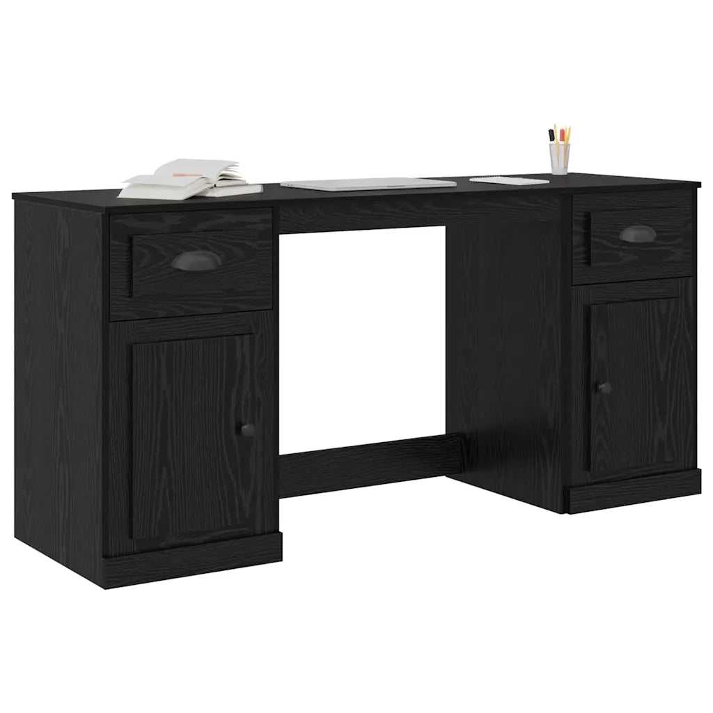 Scrivania | Tavolo da Ufficio con armadietto Rovere Nero 154,5 x 50 x 75 cm
