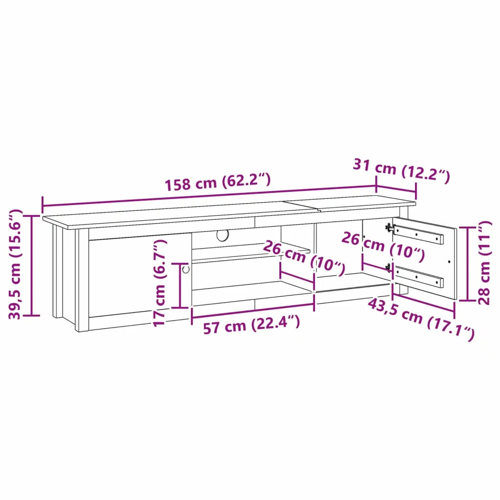 Supporto per TV HILL Marrone miele 158 x 40 x 39,5 cm