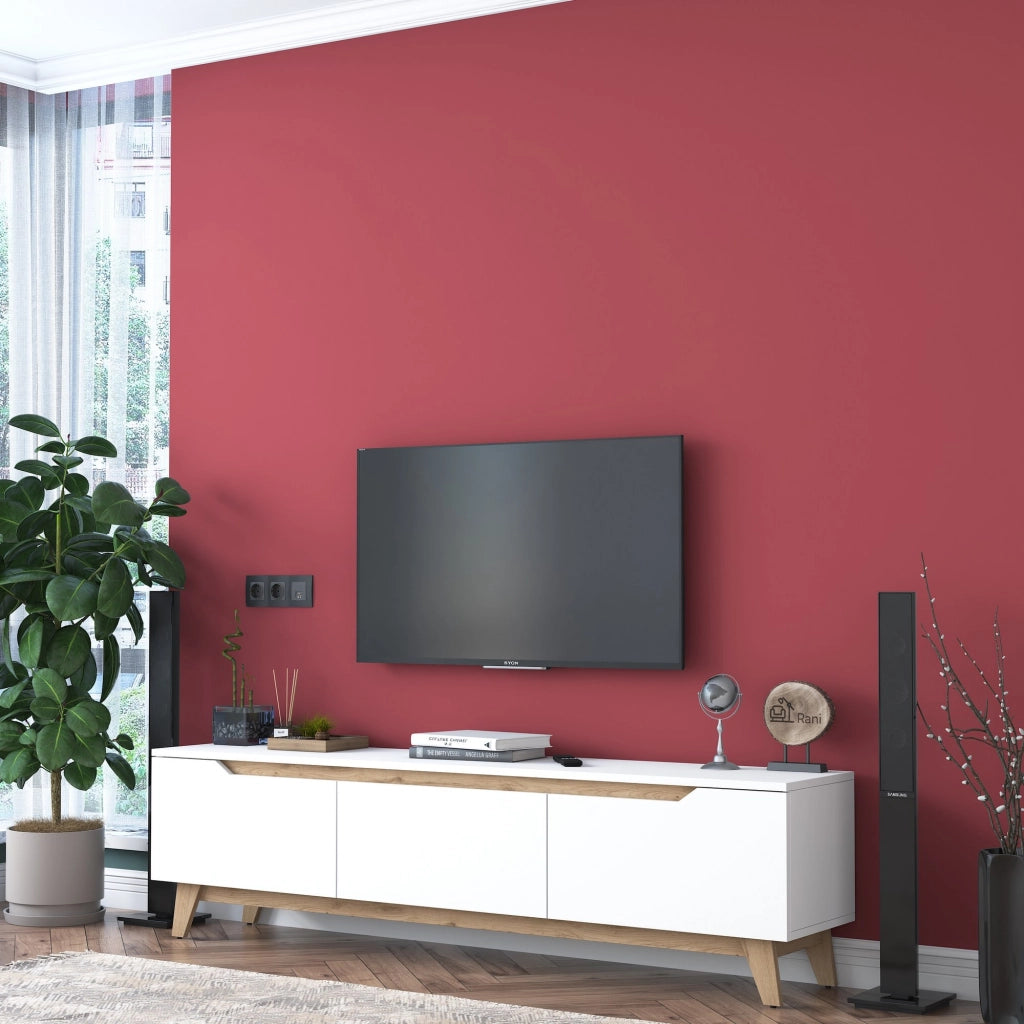 Porta TV in legno "Digi" - 180 x 35 x 48 cm - Beige