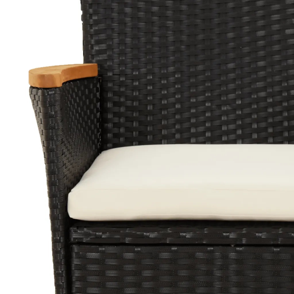 Set Bistrò da Giardino 3 pz con Cuscini in Polyrattan Nero 3187422