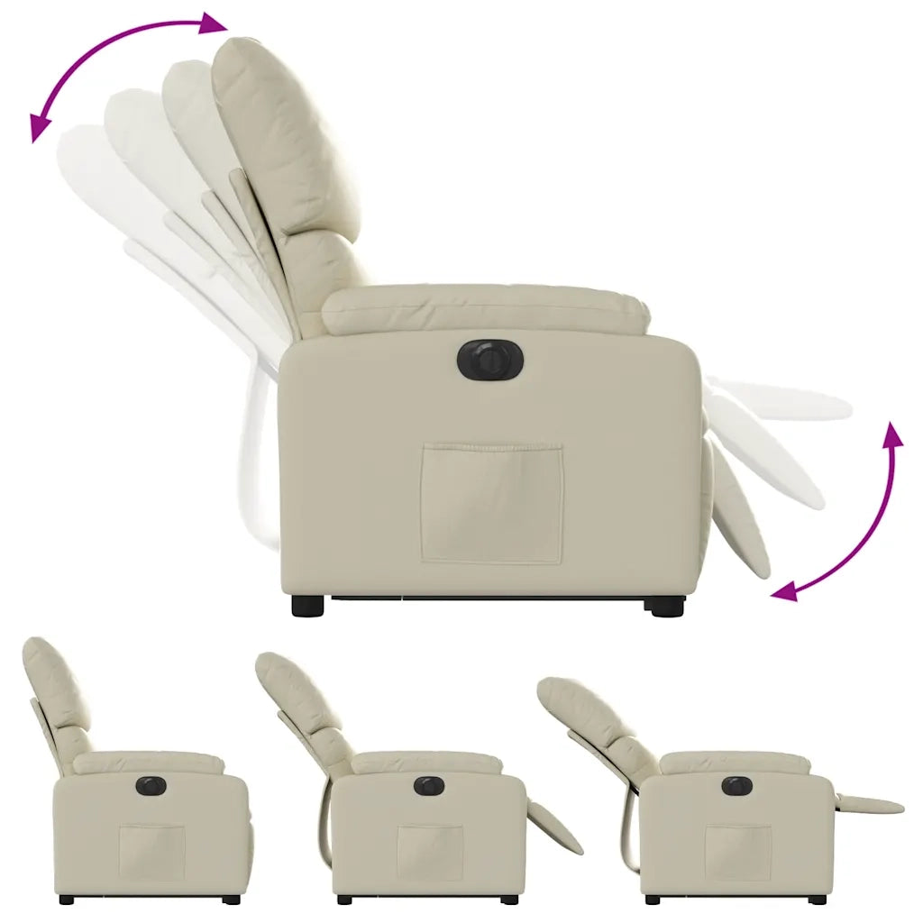 Poltrona Alzapersona Reclinabile Crema in Similpelle 3204901