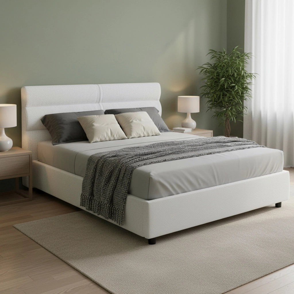 Letto Matrimoniale Briaglia, Letto Matrimoniale Sfoderabile Made in Italy, Bianco