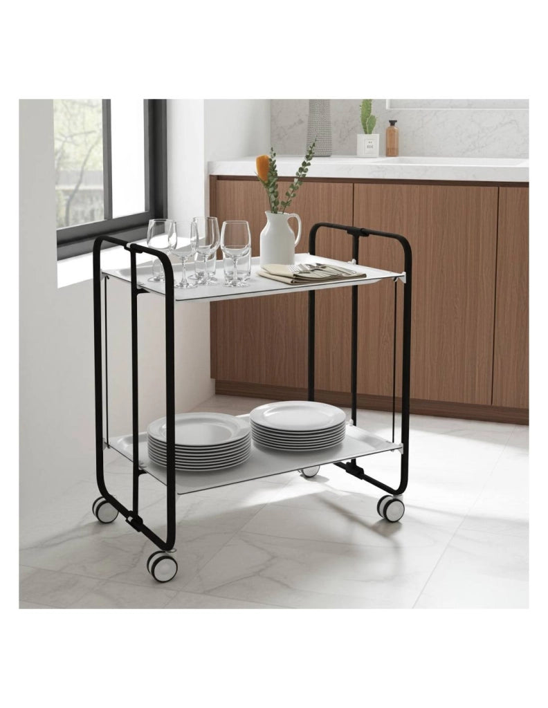 Carrello da cucina pieghevole nero con ruote BAUHAUS 2 ripiani