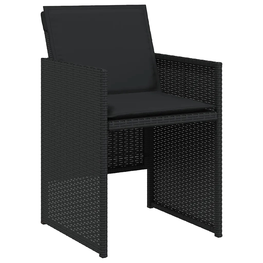 Set da Pranzo da Giardino 5 pz Nero con Cuscini in Polyrattan 365081