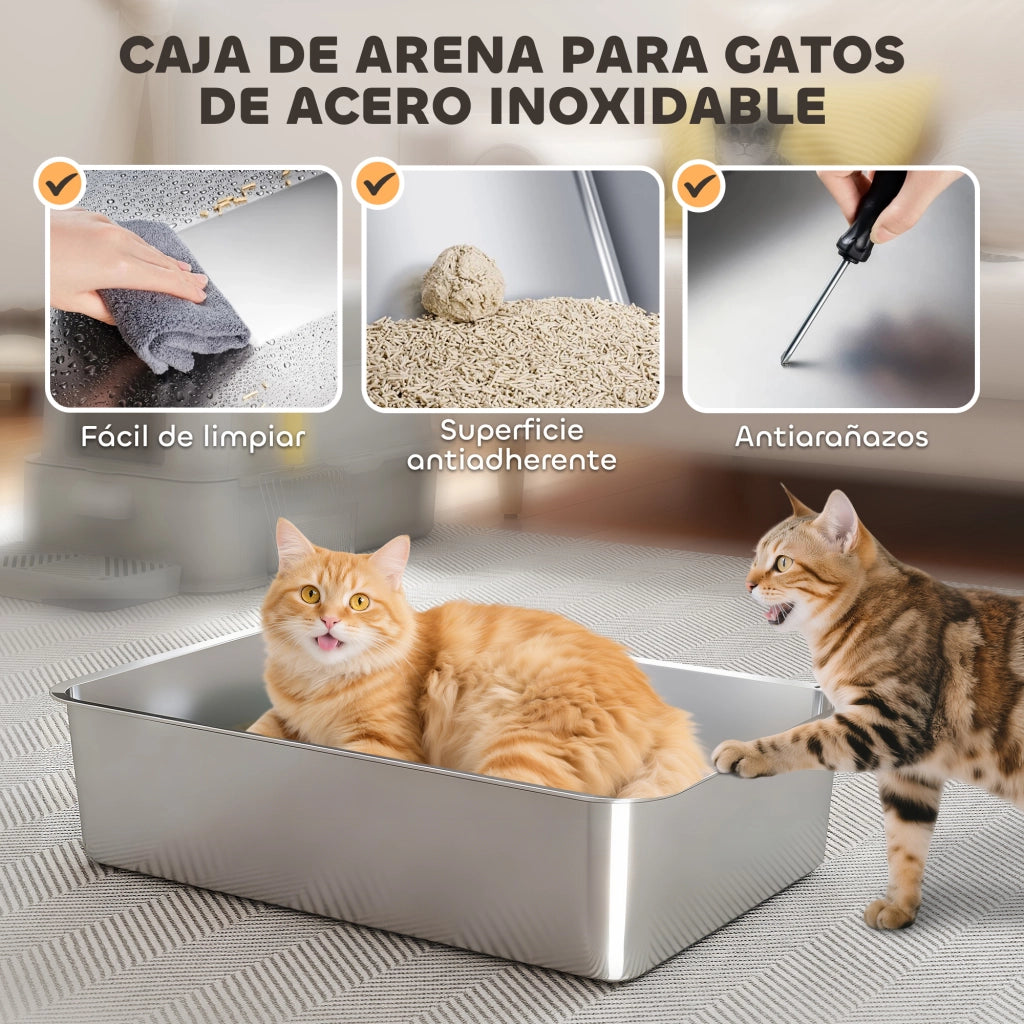 Arenero per Gatti in Acciaio Inossidabile ¨C zephmum ¨C Grigio Chiaro XL
