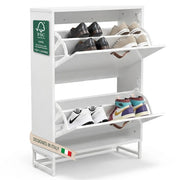 Scarpiera 2 Ante 63x24x90 cm Mobile per Scarpe Salvaspazio con Maniglie Bianco