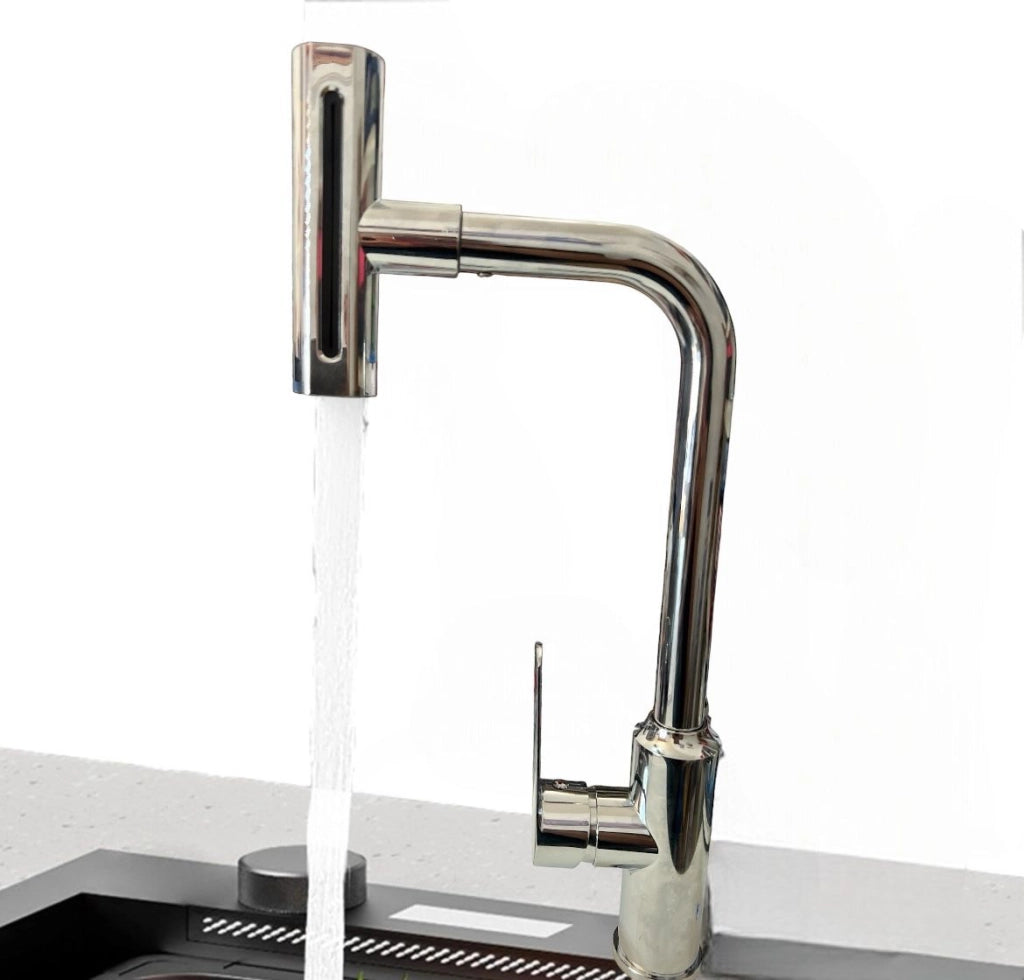 Rubinetto per lavello da cucina a cascata con bocca girevole monoforo 80037