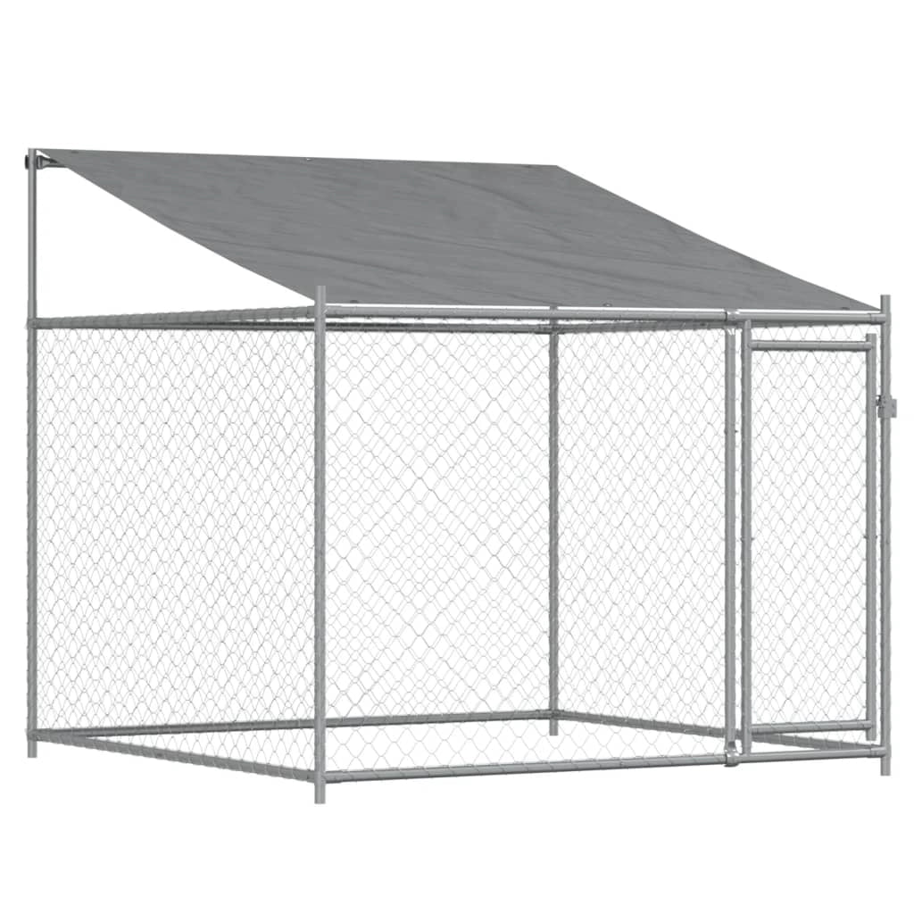 Trasportino per cani con tetto e porta 12 x 2 x 2 m acciaio zincato grigio 02_0041629