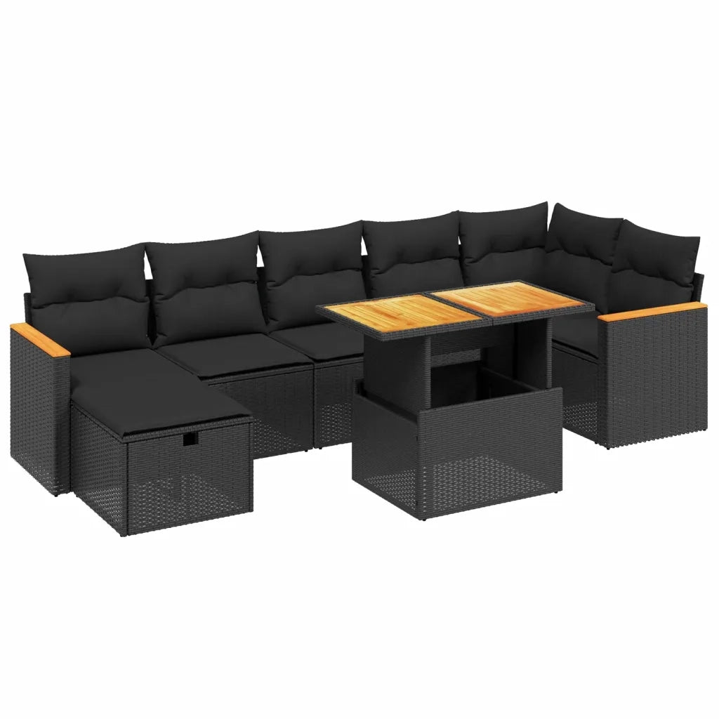 Set Divani da Giardino con Cuscini 8 pz Nero in Polyrattancod mxl 112584