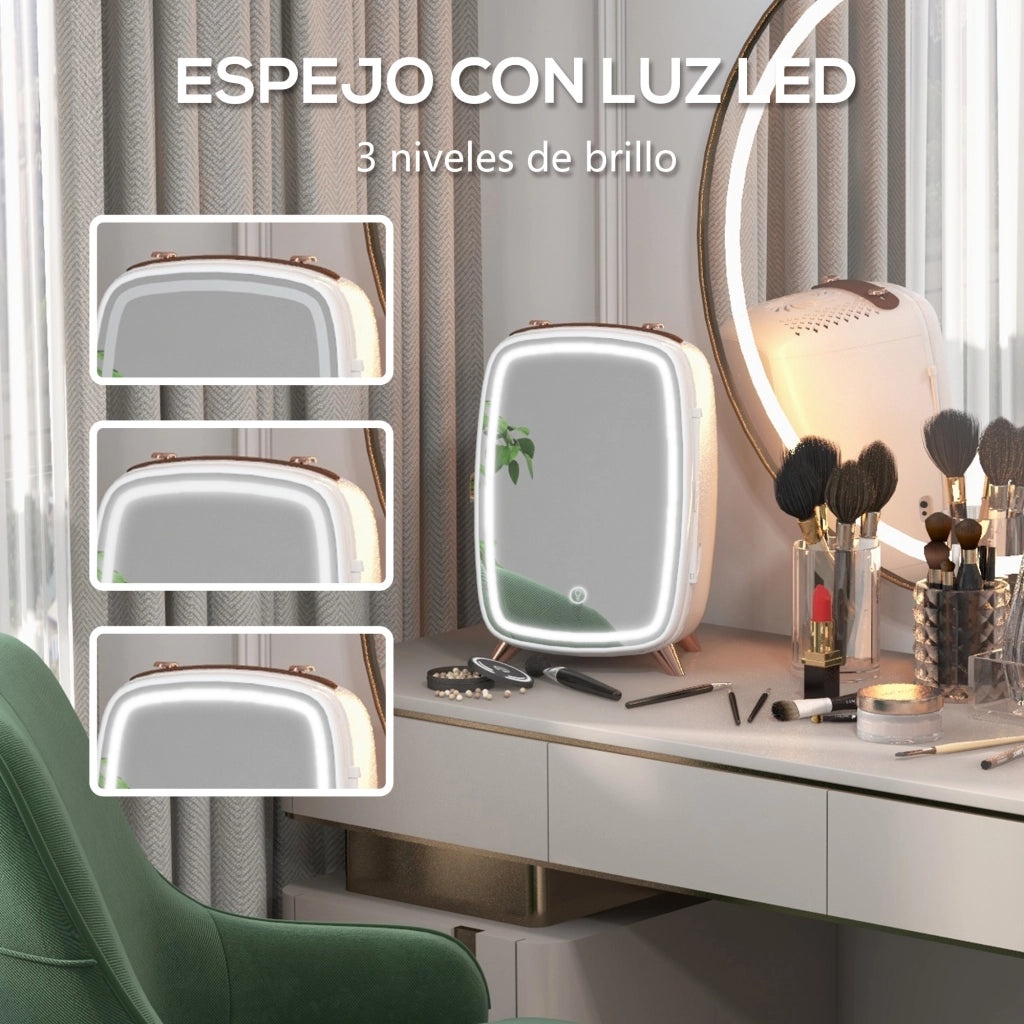 Cassettiera Cosmetici con Specchio e Luce LED ¨C Zephmum ¨C Bianco 24.3x19.4x35.6 cm