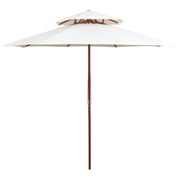 Ombrellone 2 Livelli 270x270 cm con Palo in Legno Bianco Crema cod mxl 57492