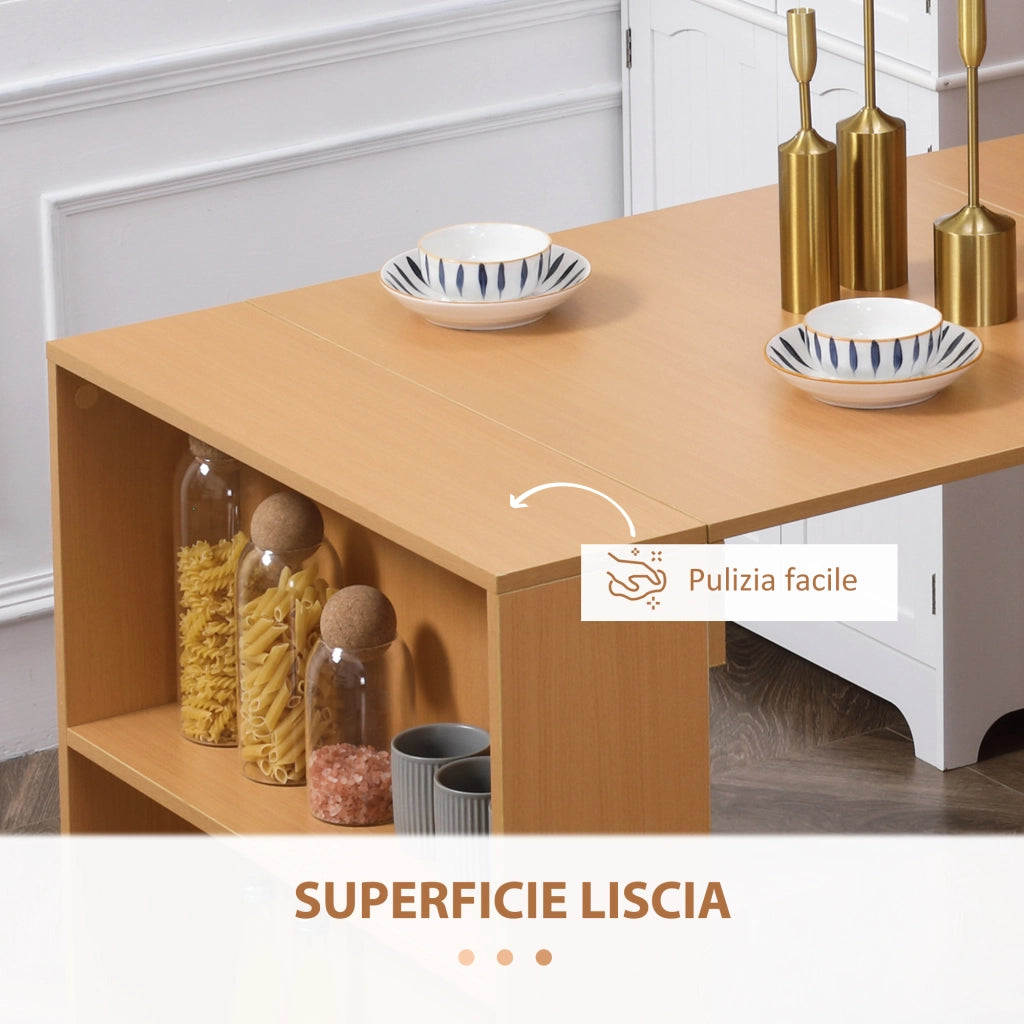 EasyComfort Tavolo Pieghevole da Pranzo max 3 Persone, in Truciolato e Acciaio, 75x144x144.5 cm, color Legno