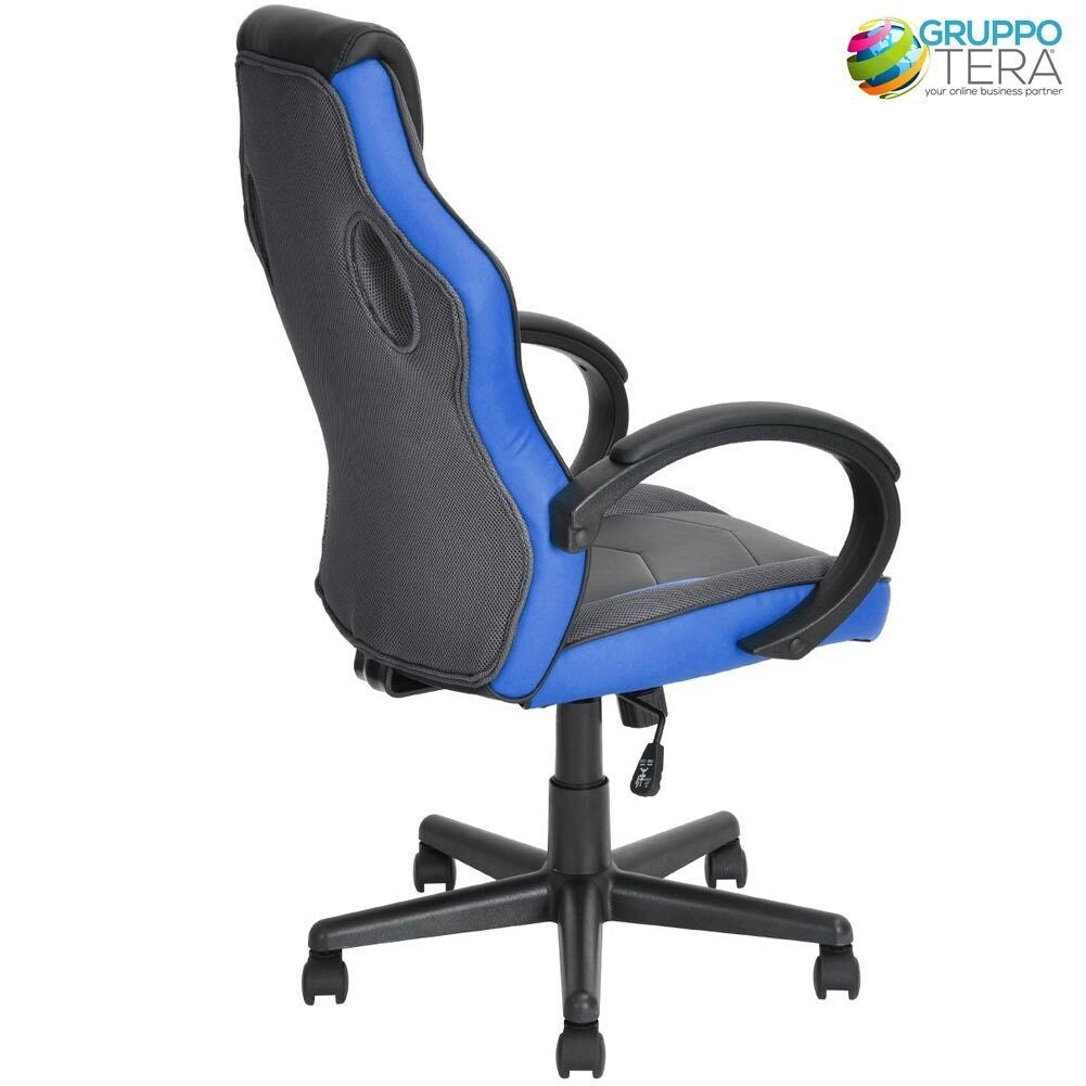 Sedia Gaming Poltrona da Ufficio Direzionale Ruote Girevoli Sportiva Racer Blu