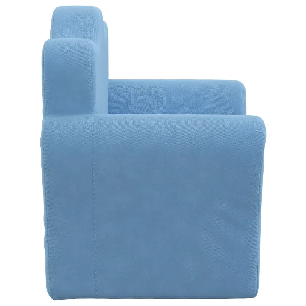 Divano per Bambini Blu in Morbido Peluche 357044