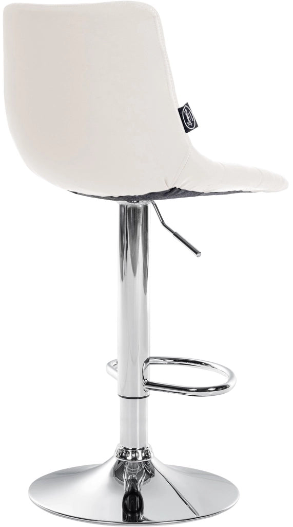 Sgabello Jerry in similpelle bianco,cromo