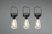 CAMPUS KIT 3 LAMPADE LED DA APPENDERE NERE DA ESTERNO IP44 SOLARE RICARICABILE CON SENSORE CREPUSCOLARE H. 16CM
