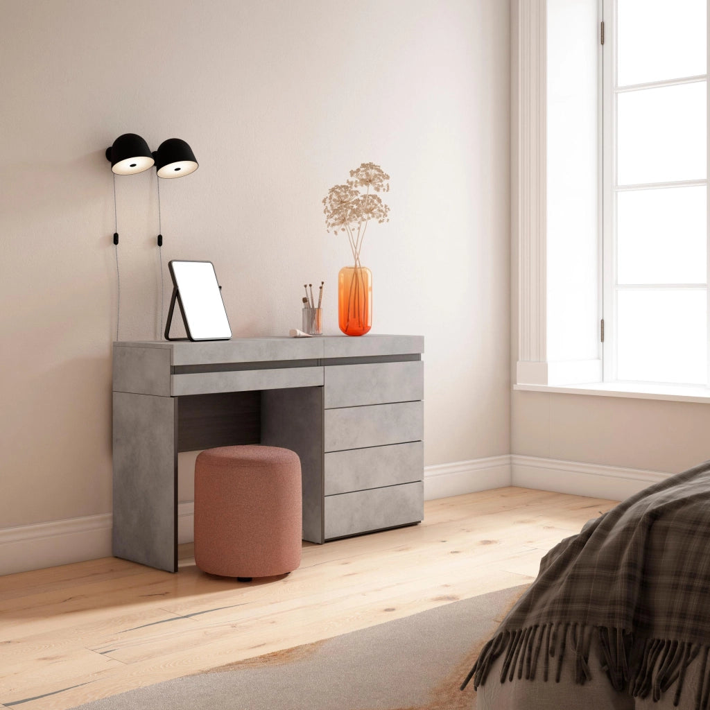 Tavolo da toeletta, 127x35x75cm, Con cassetto, Cassettiera, grigio cemento RF3461